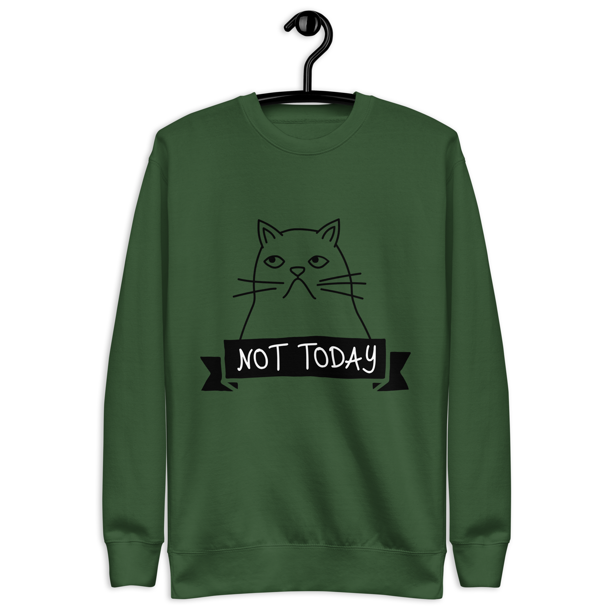 Unisex Not Today Cat Premium Printed Sweatshirt carbon-grey