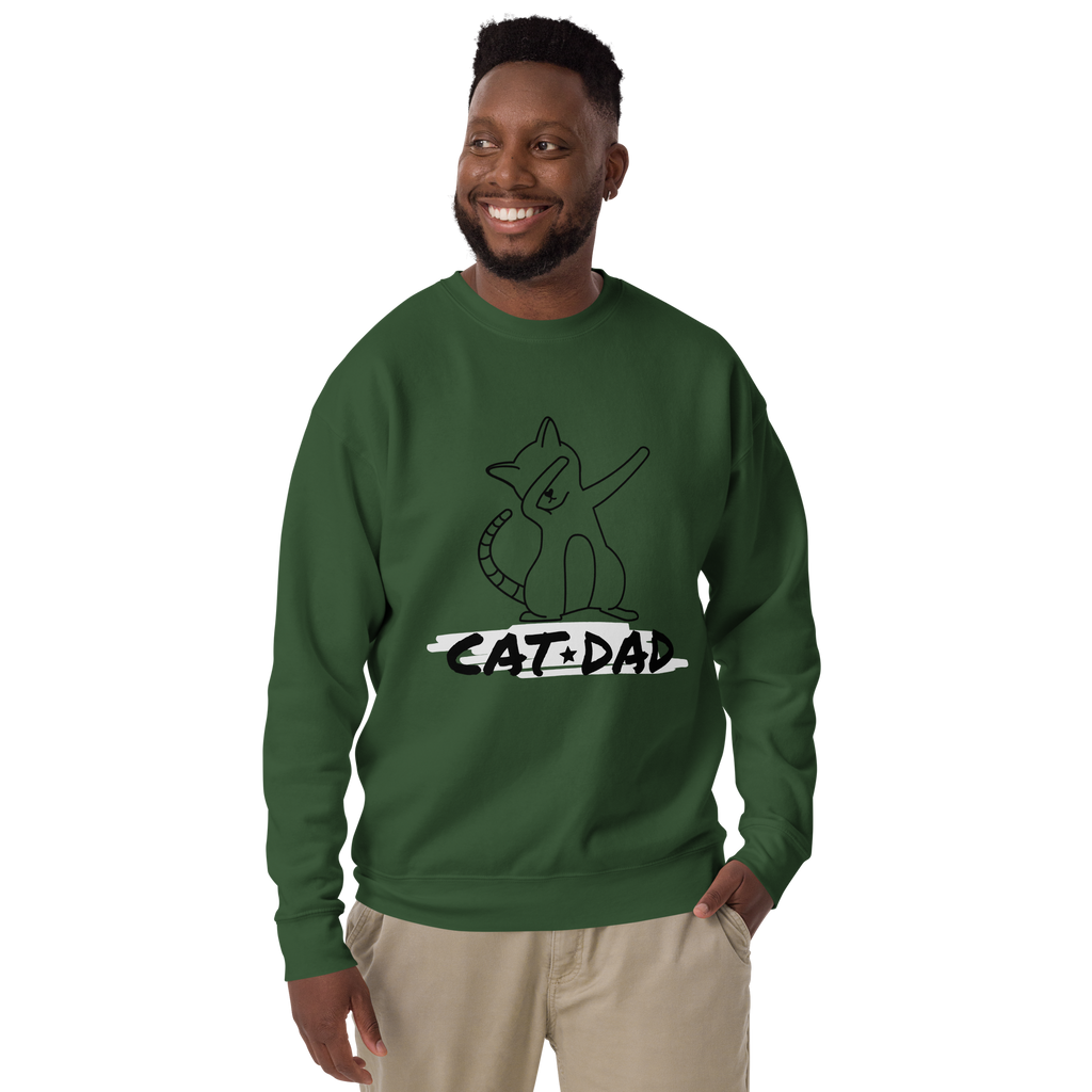 Unisex Cat Dad Graphic Premium Printed Sweatshirt forest-green