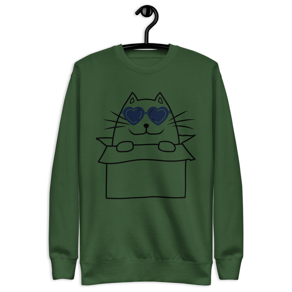 Unisex Cat In A Box Premium Printed Sweatshirt white