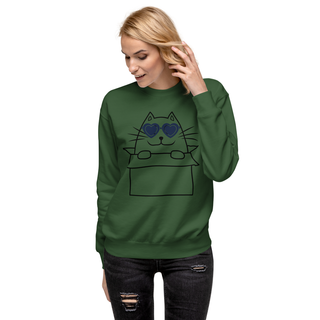 Unisex Cat In A Box Premium Printed Sweatshirt bone