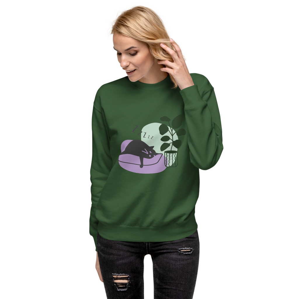 Unisex Cat Couch Premium Printed Sweatshirt white