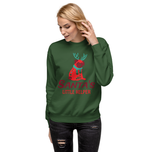 Unisex Santas Little Helper Dog Premium Printed Sweatshirt black