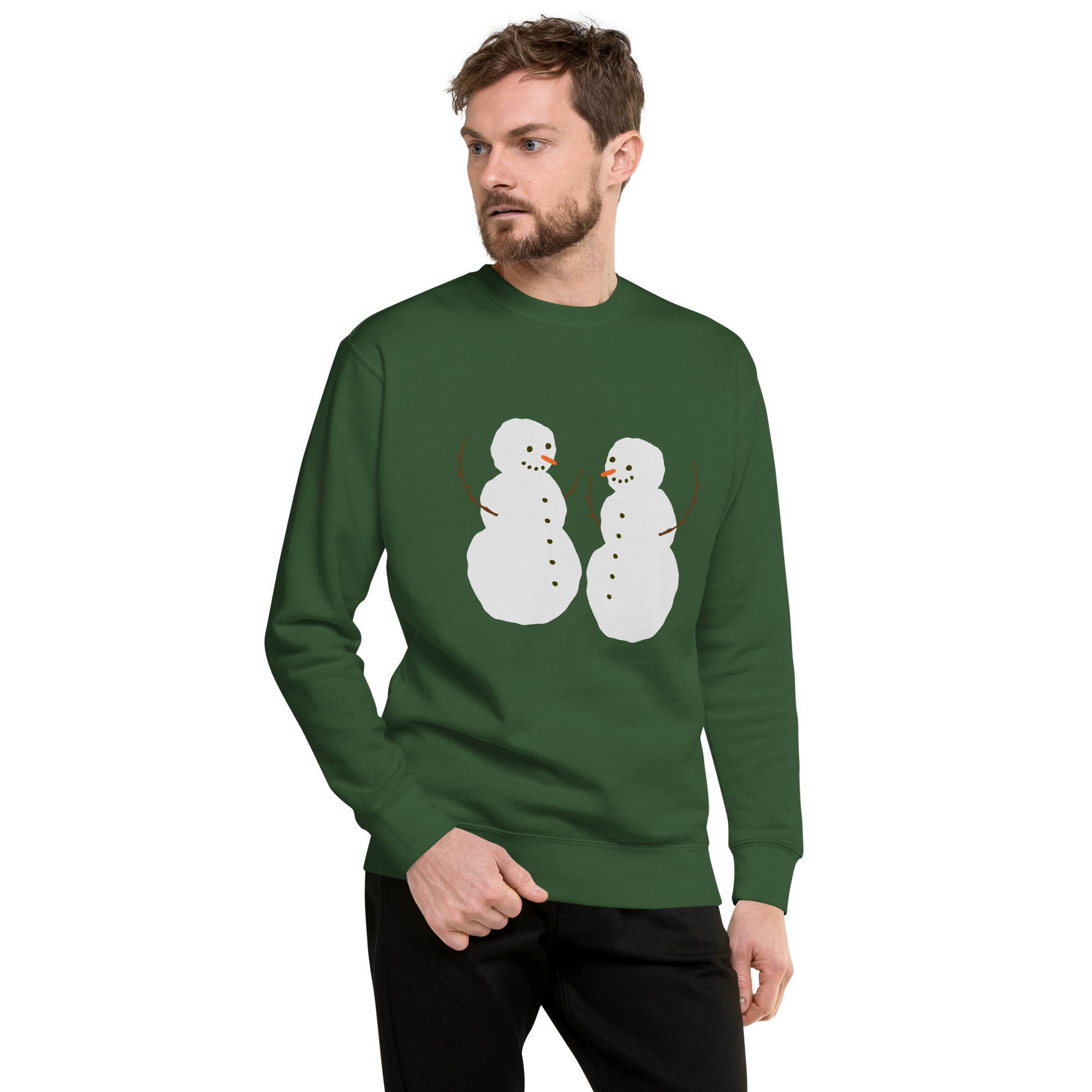 Unisex Snowman Christmas Premium Printed Sweatshirt 1 forest-green