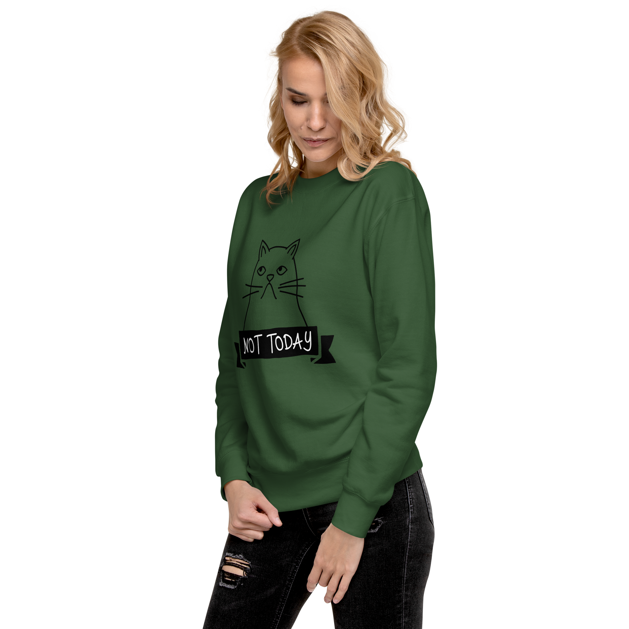 Unisex Not Today Cat Premium Printed Sweatshirt dusty-rose