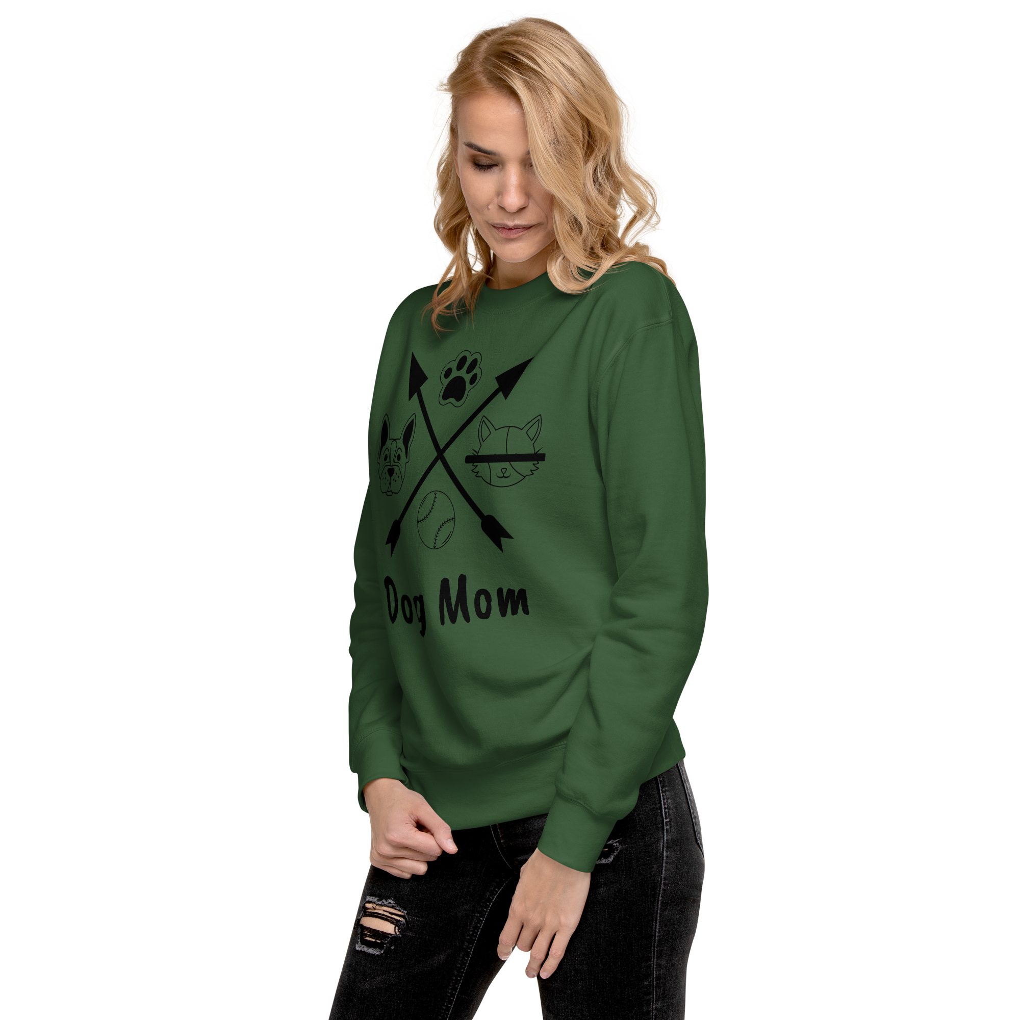Unisex Dog Mom Graphic Premium Printed Sweatshirt carbon-grey