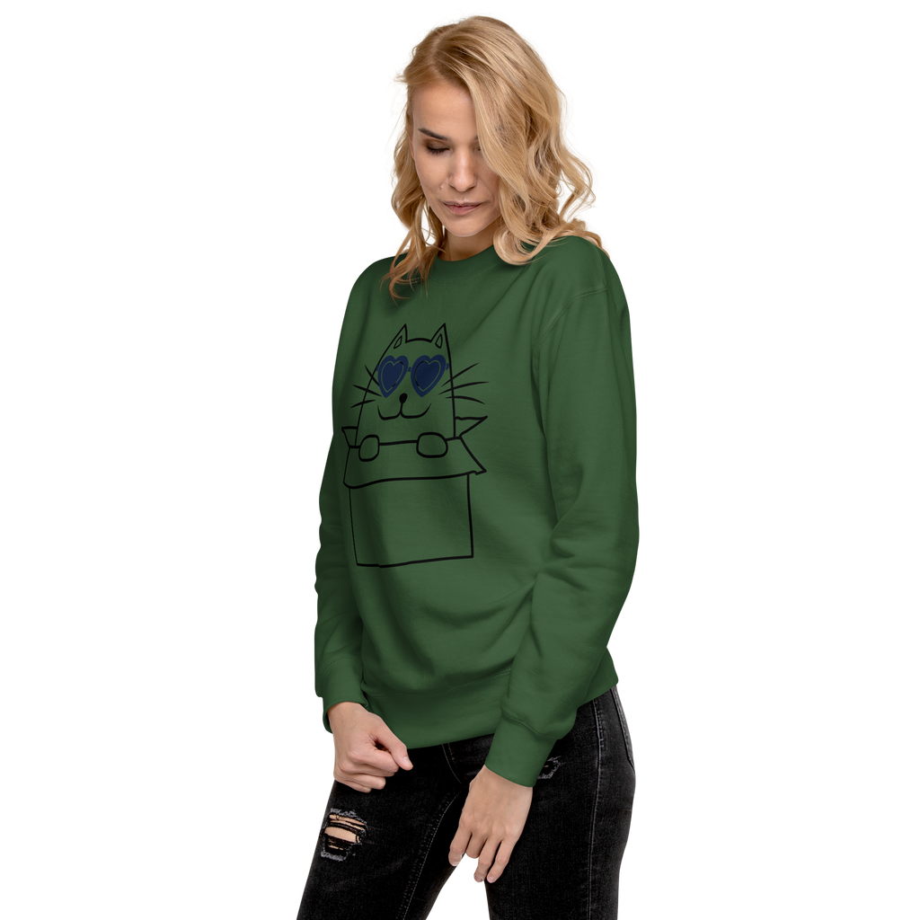 Unisex Cat In A Box Premium Printed Sweatshirt bone