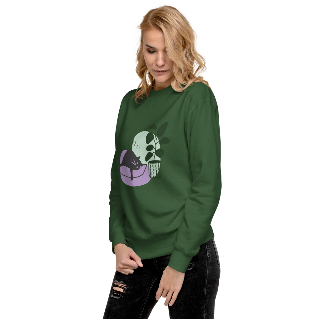 Unisex Cat Couch Premium Printed Sweatshirt 