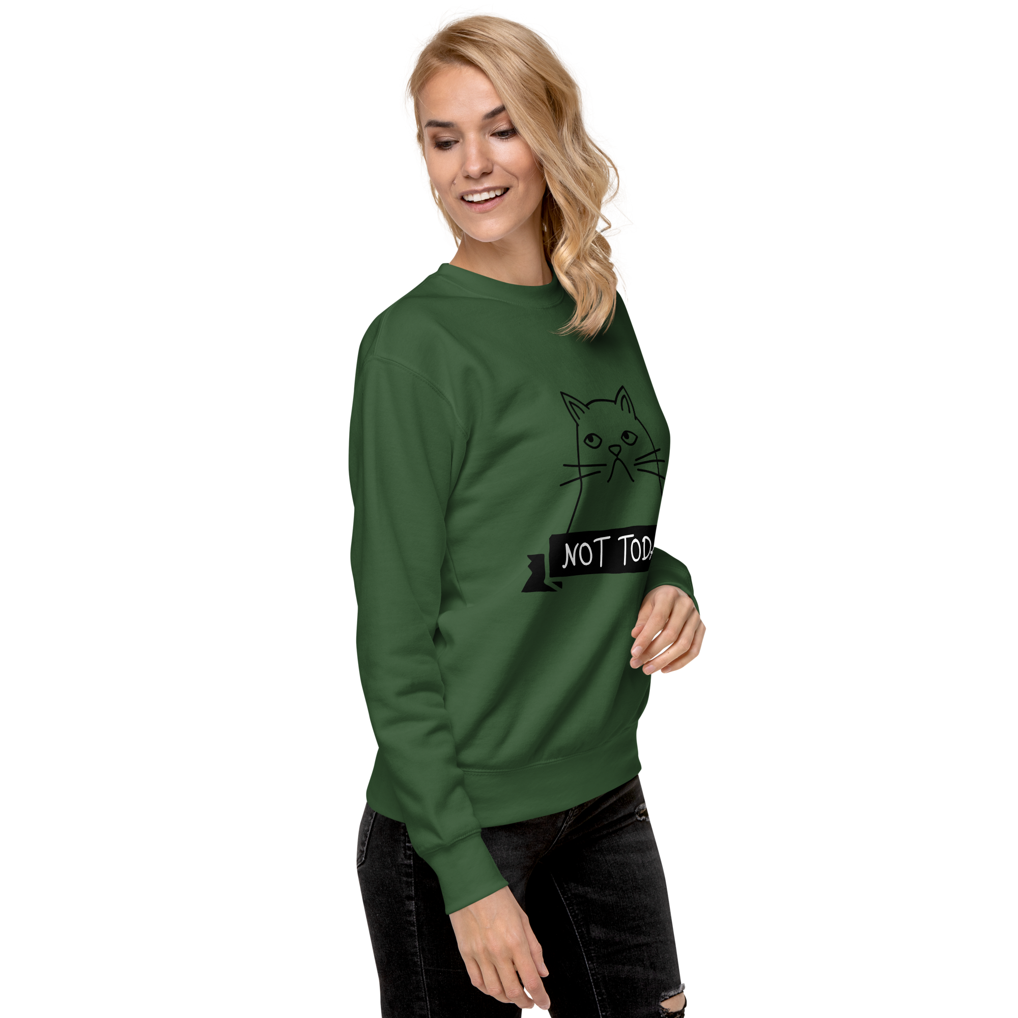Unisex Not Today Cat Premium Printed Sweatshirt dusty-rose