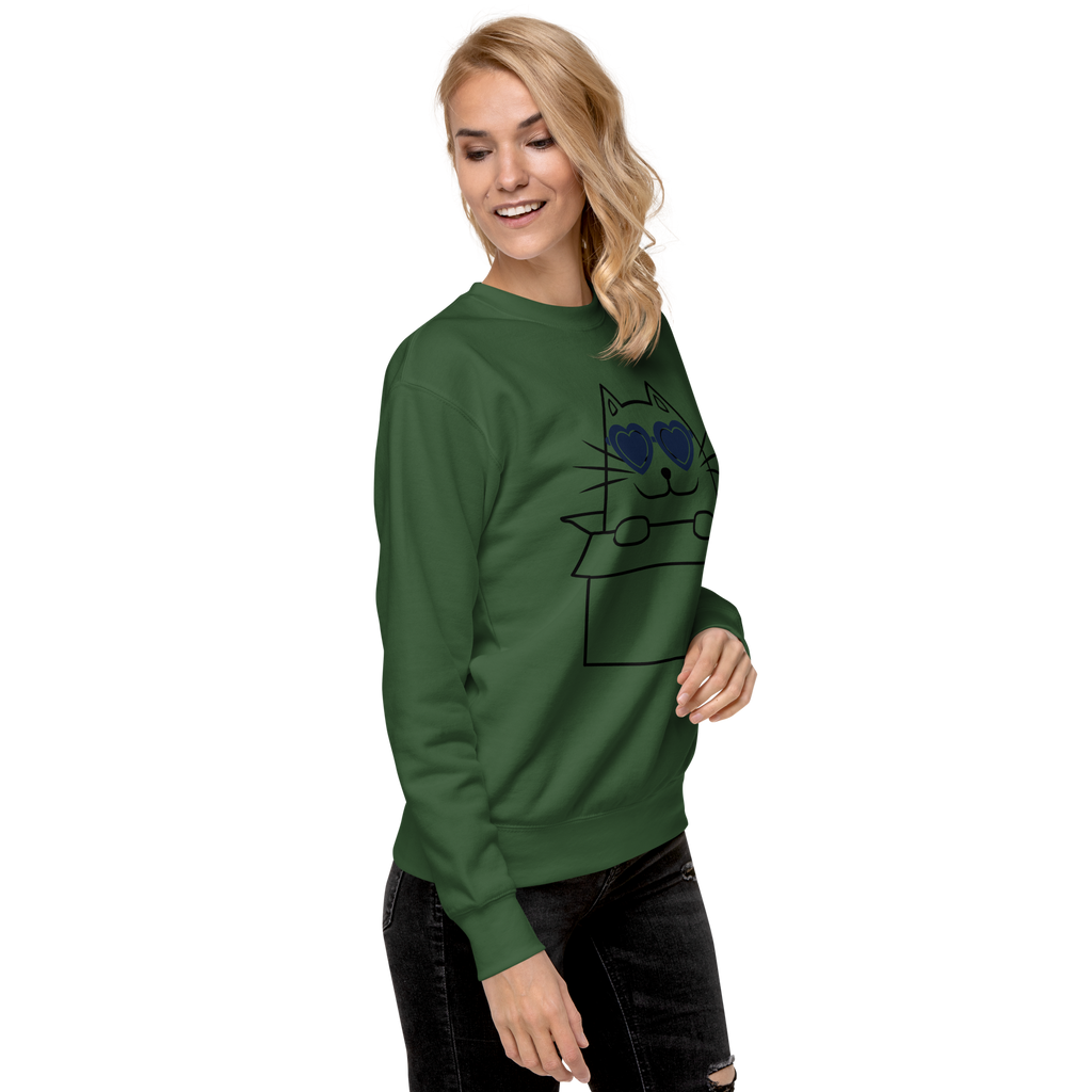 Unisex Cat In A Box Premium Printed Sweatshirt white