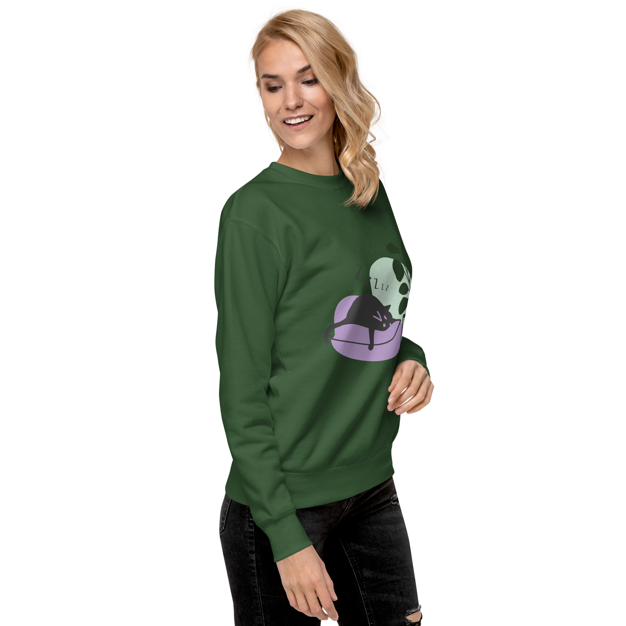Unisex Cat Couch Premium Printed Sweatshirt 