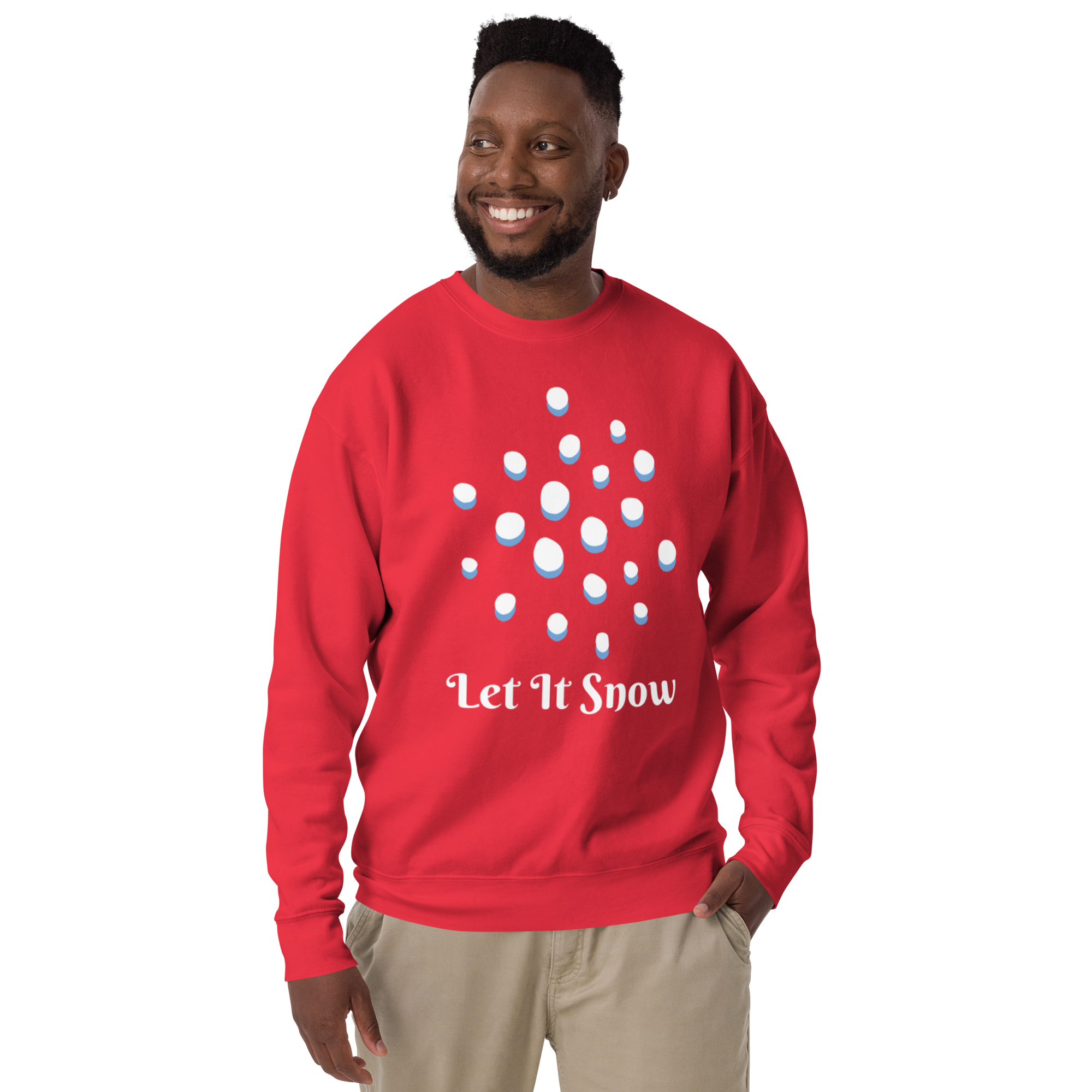 Unisex Let It Snow Winter Snowfall Premium Printed Sweatshirt team-red