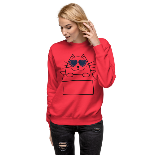Unisex Cat In A Box Premium Printed Sweatshirt forest-green