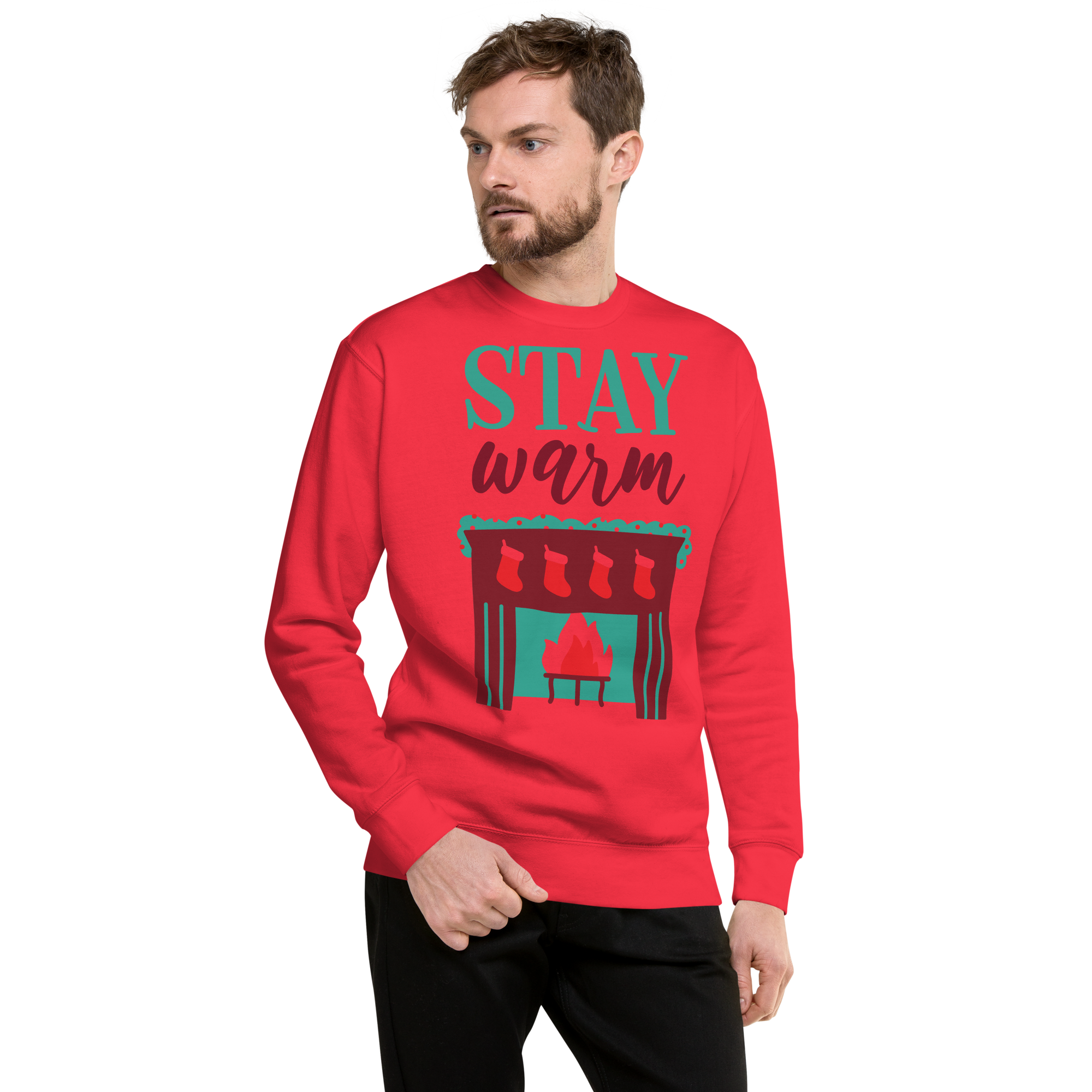 Unisex Stay Warm Christmas Premium Printed Sweatshirt carbon-grey