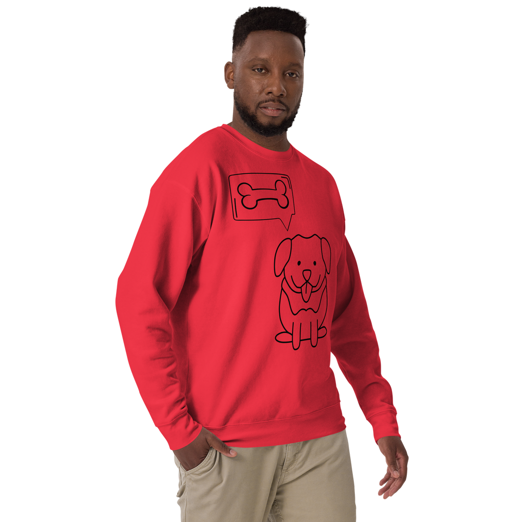 Unisex Cute Dog With A Bone Premium Printed Sweatshirt team-red
