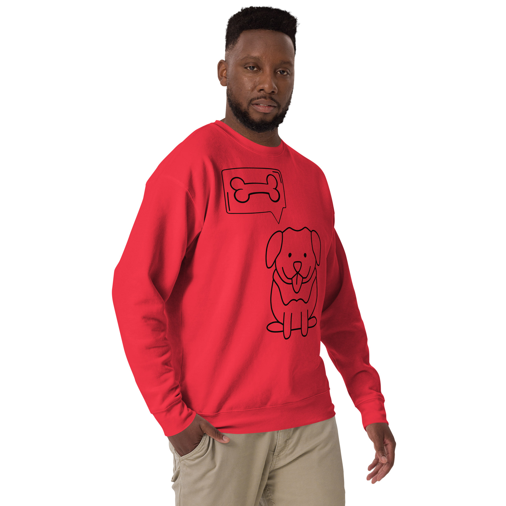 Unisex Cute Dog With A Bone Premium Printed Sweatshirt team-red
