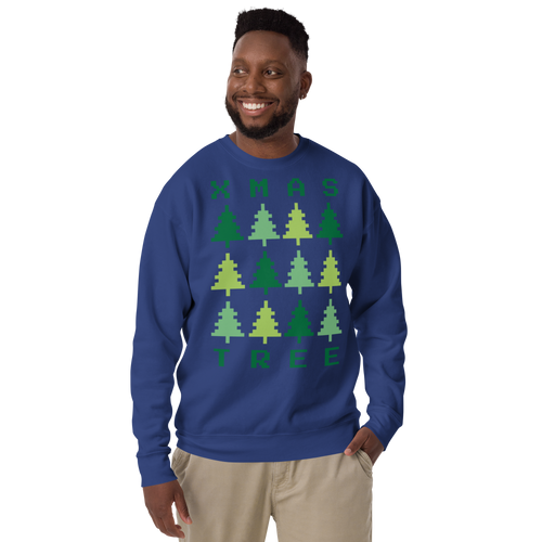 Unisex Xmas Tree Retro Premium Printed Sweatshirt black