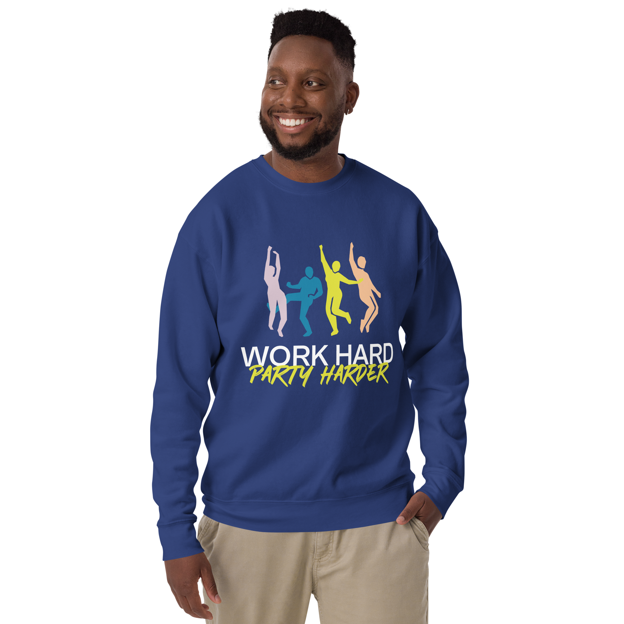 Unisex Work Hard Party Harder Premium Printed Sweatshirt forest-green