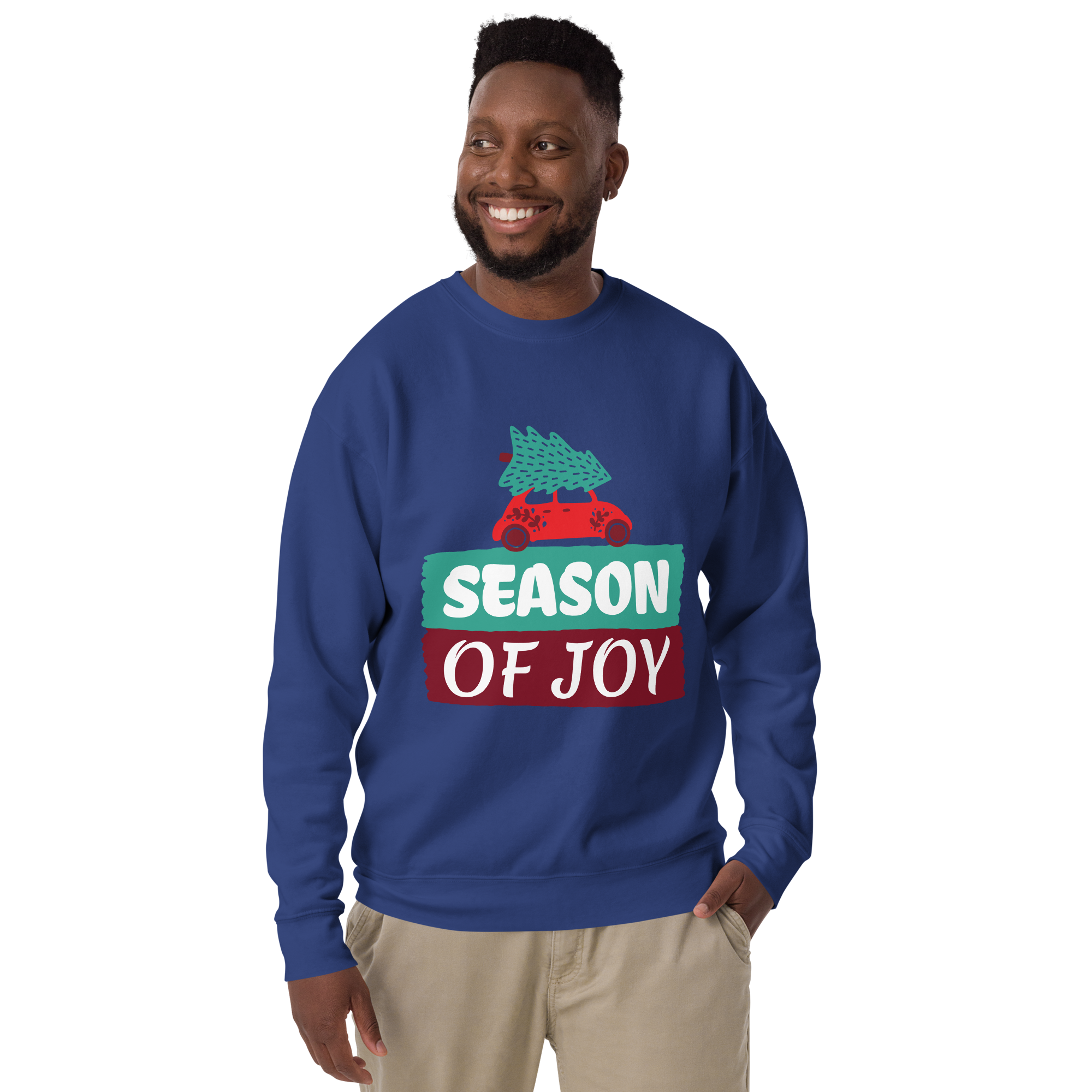 Unisex Season Of Joy Christmas Premium Printed Sweatshirt white