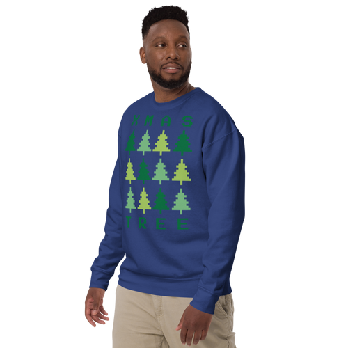 Unisex Xmas Tree Retro Premium Printed Sweatshirt black