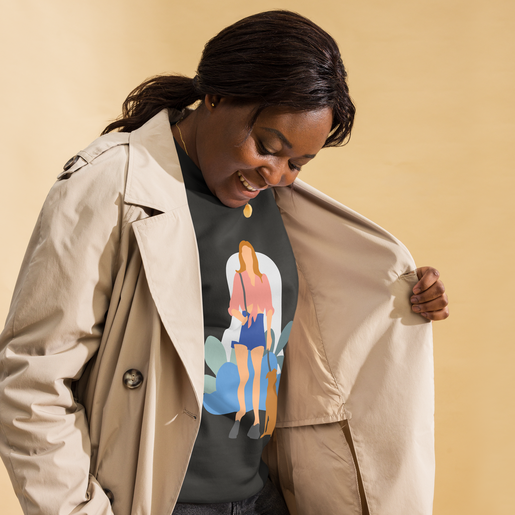 Unisex Girl With Dog Premium Printed Sweatshirt team-royal