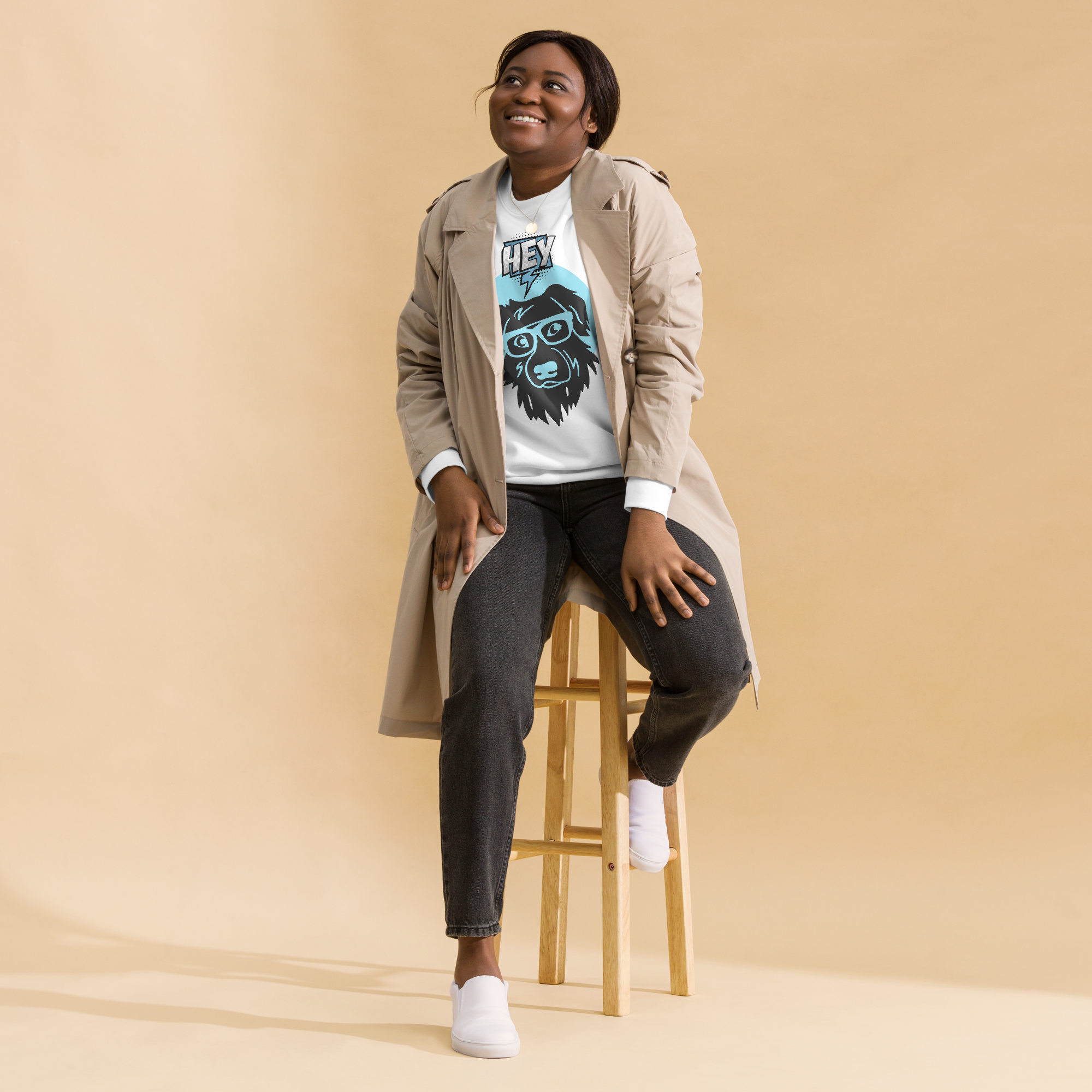 Unisex Hey Dog Graphic Premium Printed Sweatshirt 