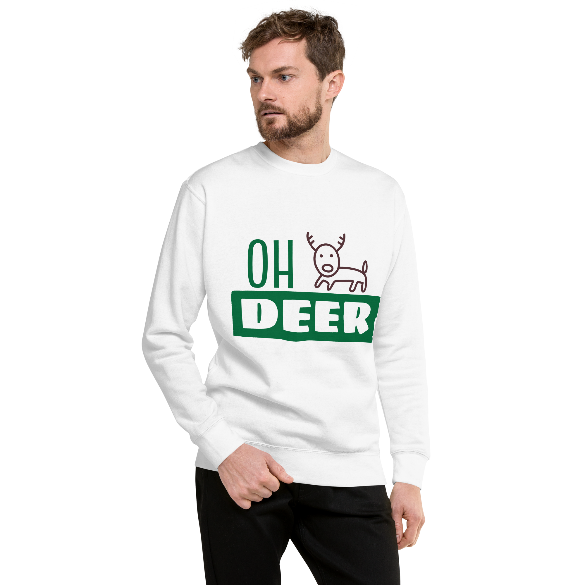 Unisex Deer Christmas Premium Printed Sweatshirt dusty-rose