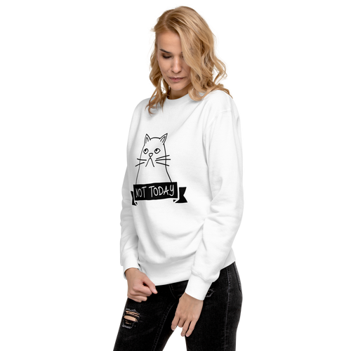 Unisex Not Today Cat Premium Printed Sweatshirt forest-green
