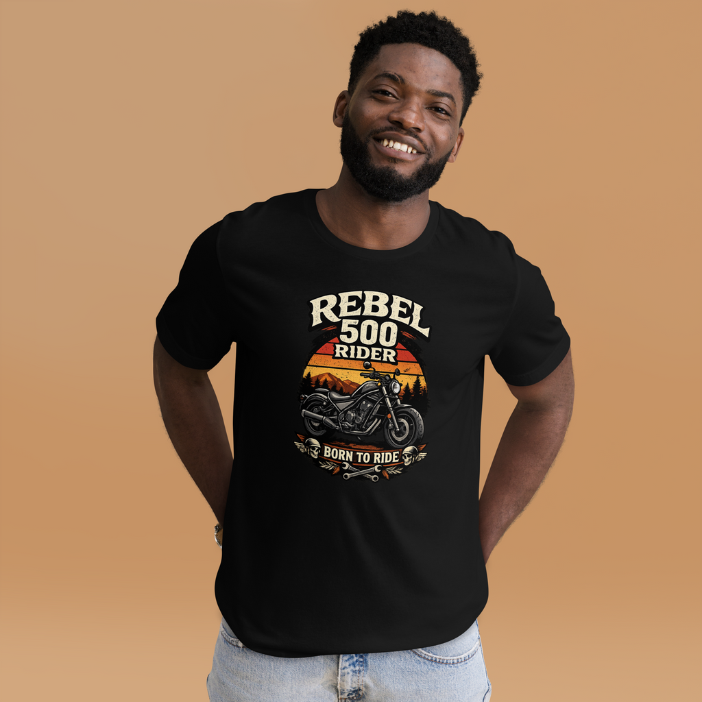 Unisex Rebel 500 Born To Ride Vintage Motorcycle Graphic Tee product image