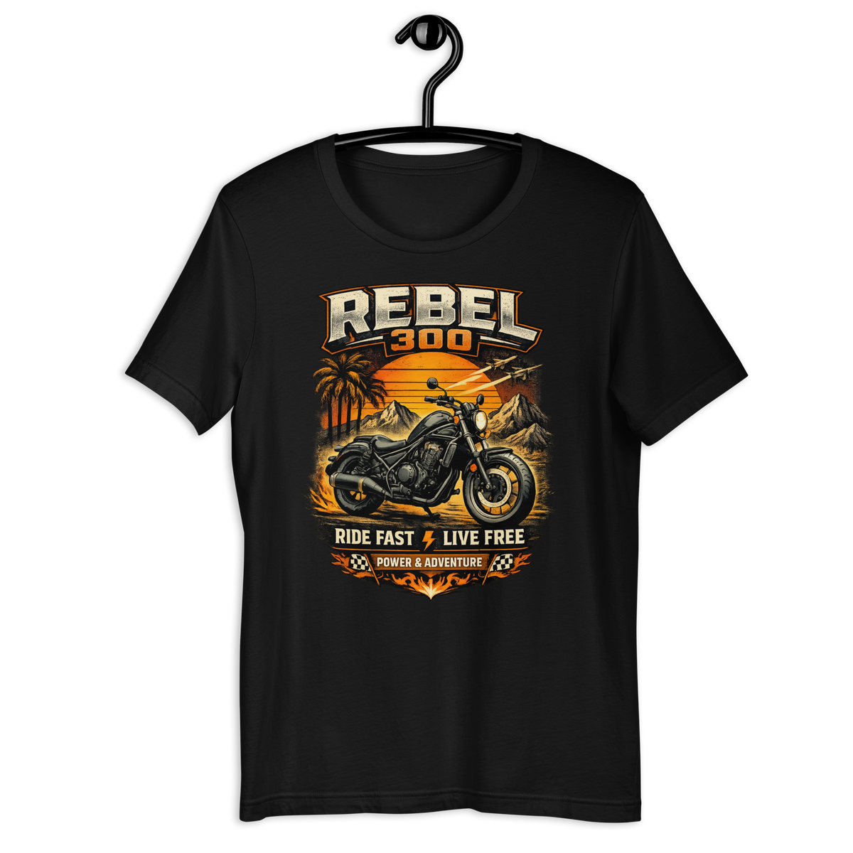 Unisex Rebel 300 Ride Fast Live Free Vintage Motorcycle Graphic Tee product image