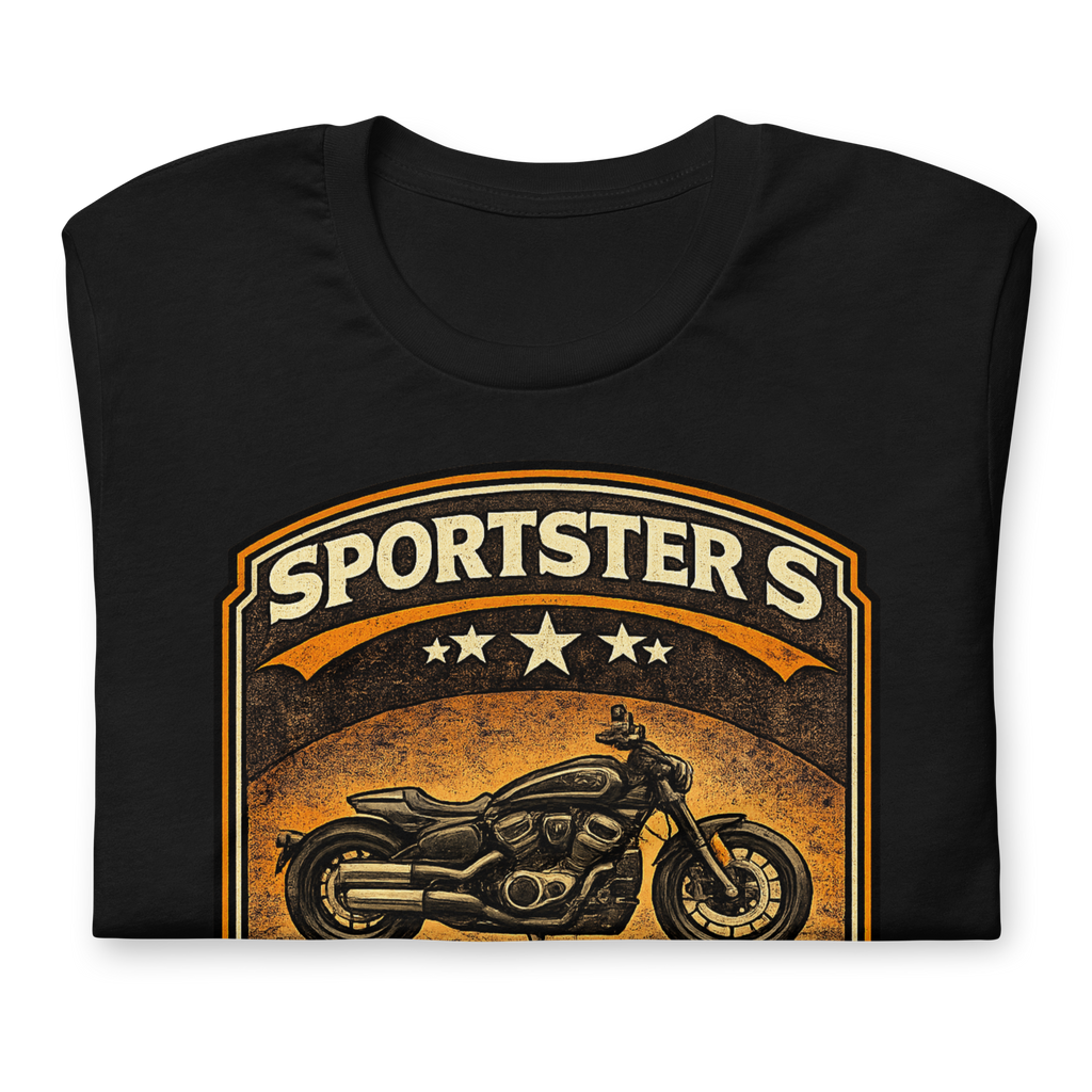 Sportster S Modern Muscle Built For Speed Vintage Motorcycle Graphic Tee black shirt product image