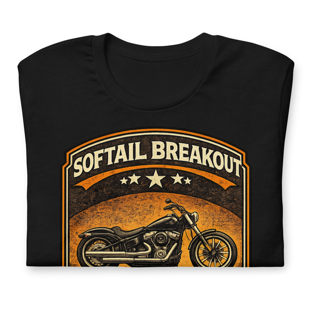 Softail Breakout Freedom Power Attitude Vintage Motorcycle Graphic Tee black shirt product image