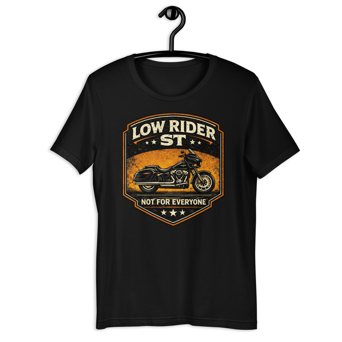Low Rider ST Not For Everyone Vintage Motorcycle Graphic Tee black unisex tee mockup